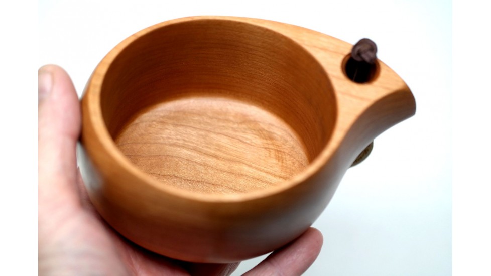 Tasse kuksa Huginn 300ml tasse en bois de cerisier pour boissons chaudes ou froides